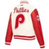 Philadelphia phillies retro classic womens wool leather varsity jacket cream red 5