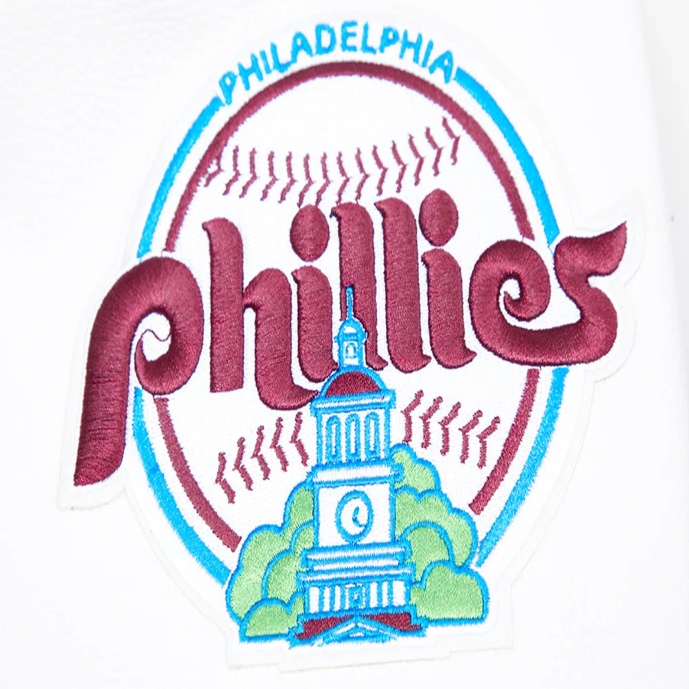 Philadelphia phillies retro classic wool leather varsity jacket wine white 1