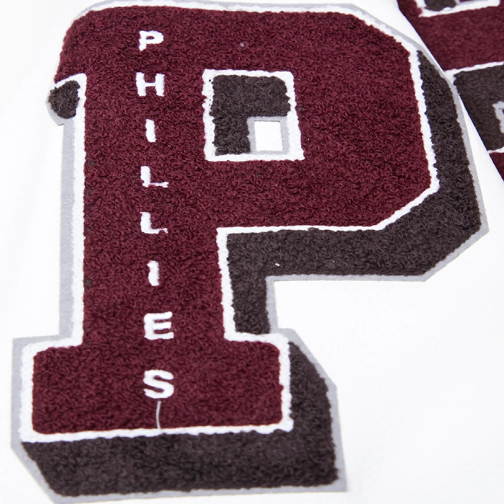 Philadelphia phillies retro classic wool leather varsity jacket wine white 2