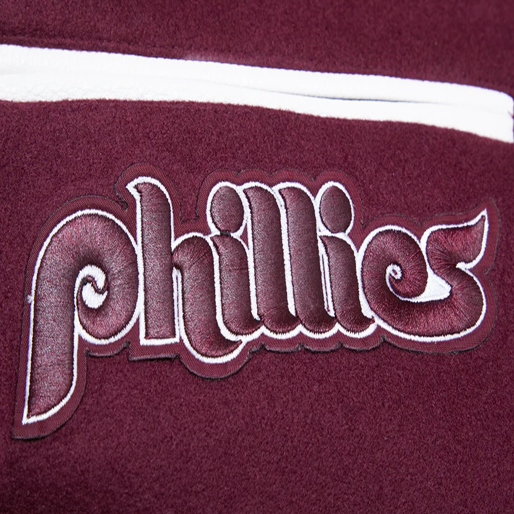 Philadelphia phillies retro classic wool leather varsity jacket wine white 3