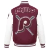 Philadelphia phillies retro classic wool leather varsity jacket wine white 5