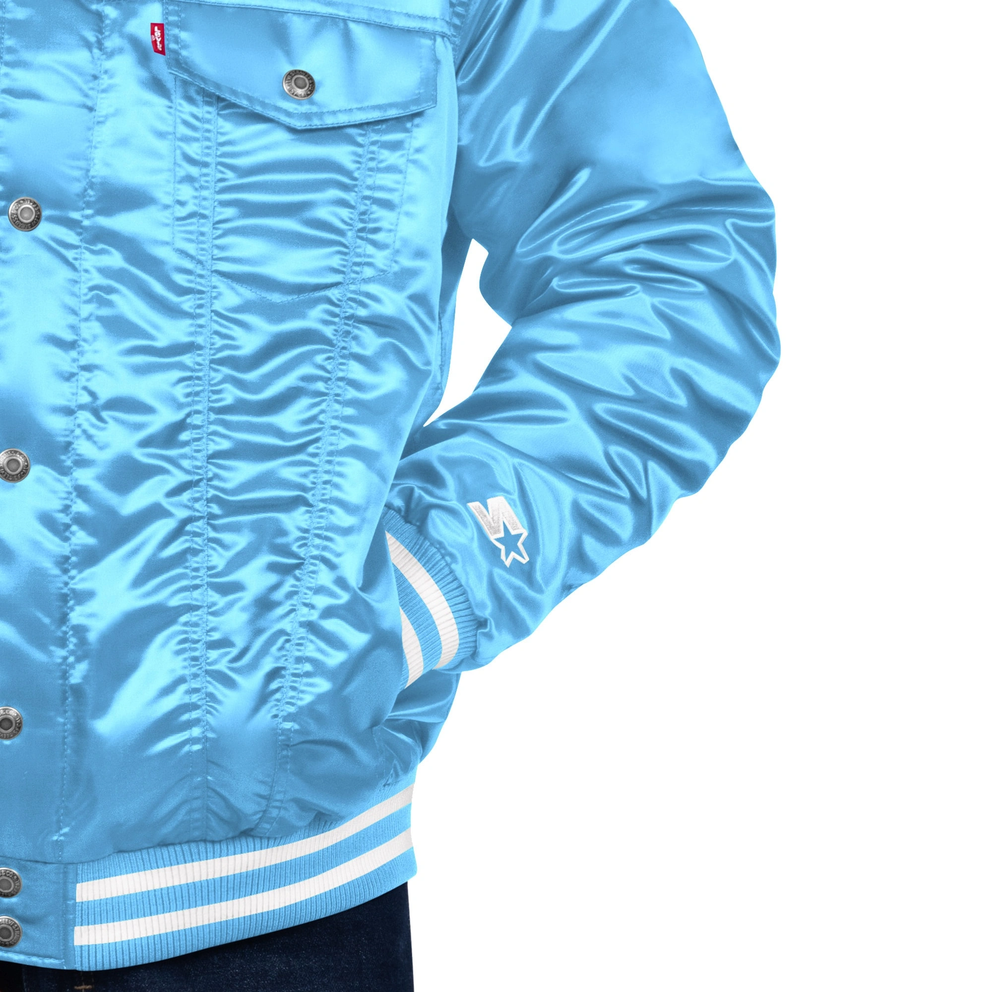 Philadelphia phillies satin varsity trucker jacket blue 2 1