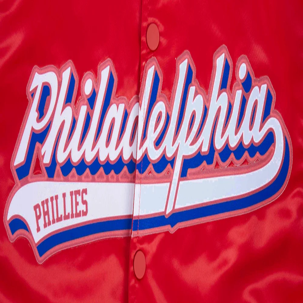 Philadelphia phillies script tail satin varsity jacket red 1