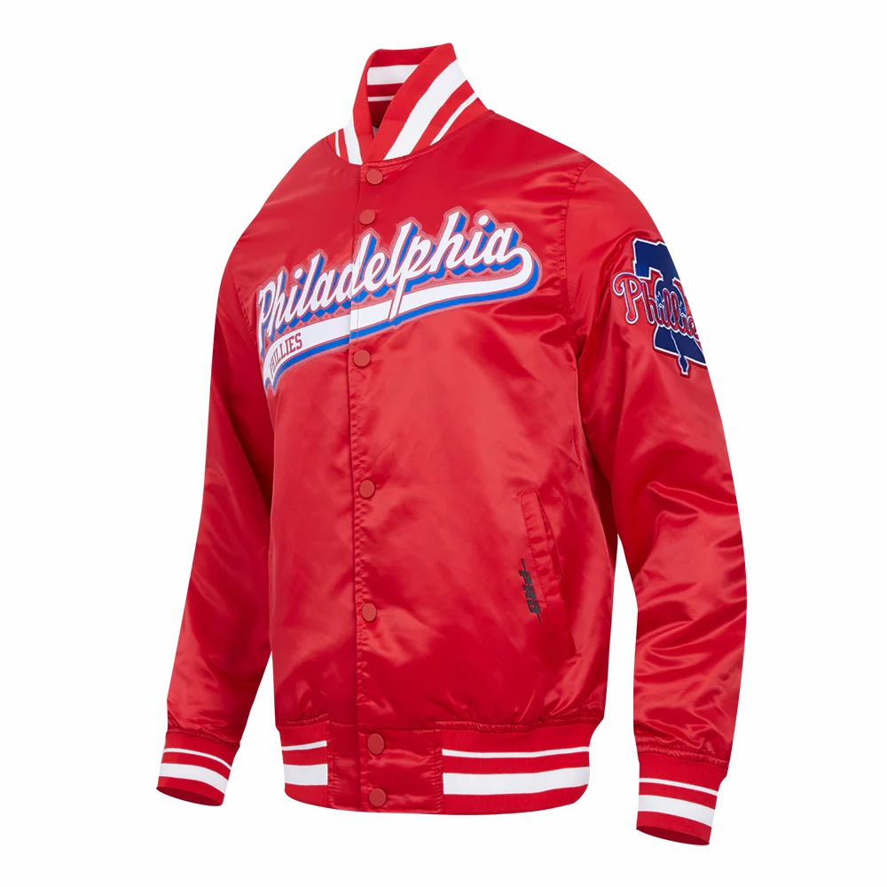 Philadelphia phillies script tail satin varsity jacket red 3