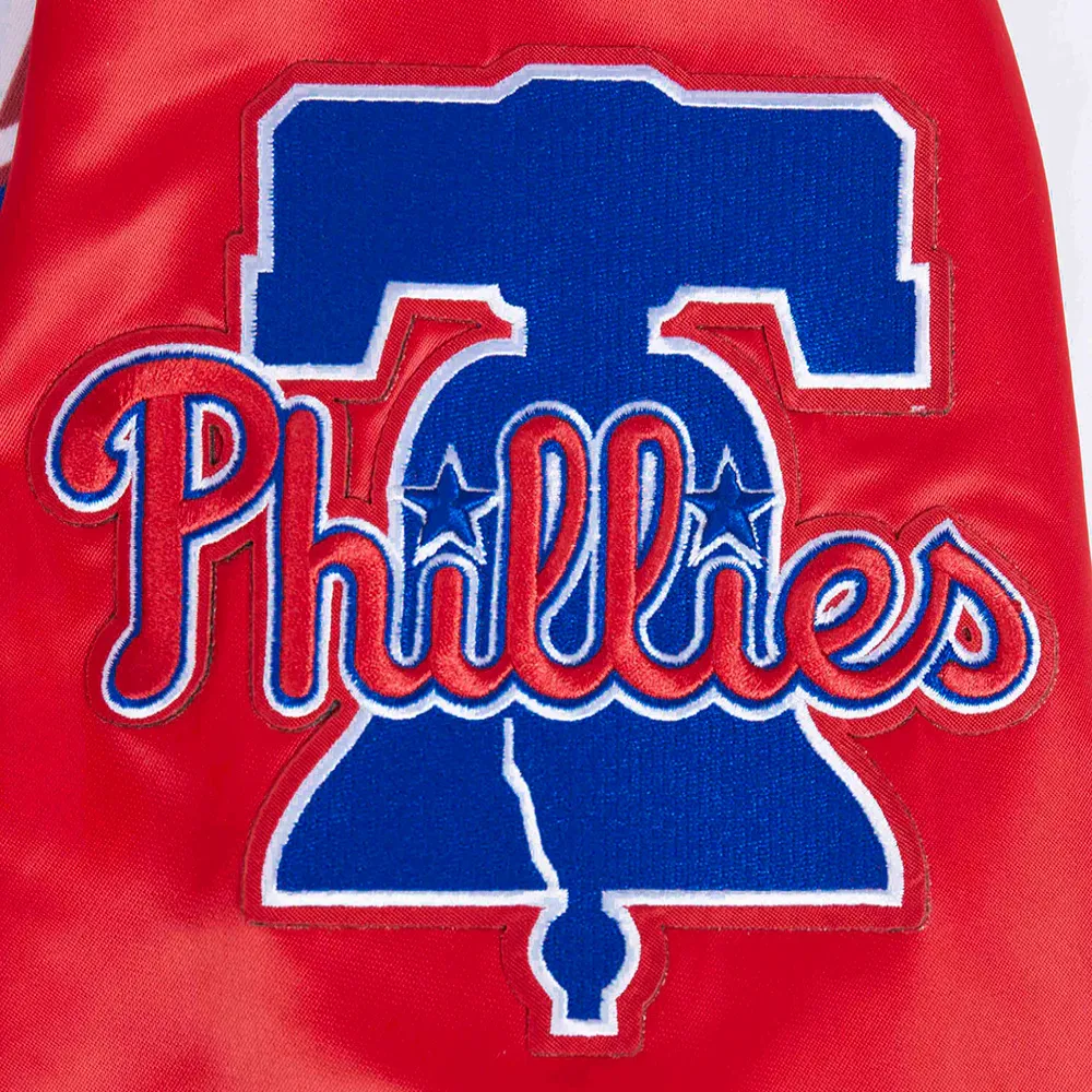 Philadelphia phillies script tail satin varsity jacket red 5