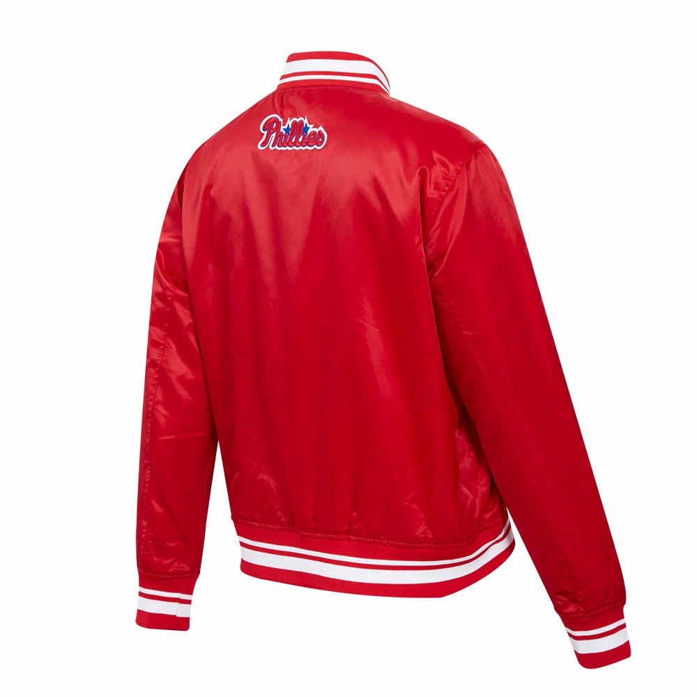 Philadelphia phillies script tail womens satin jacket red 4