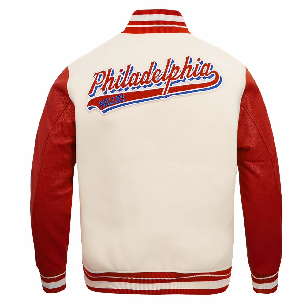 Philadelphia phillies script tail wool leather varsity jacket whitered 3