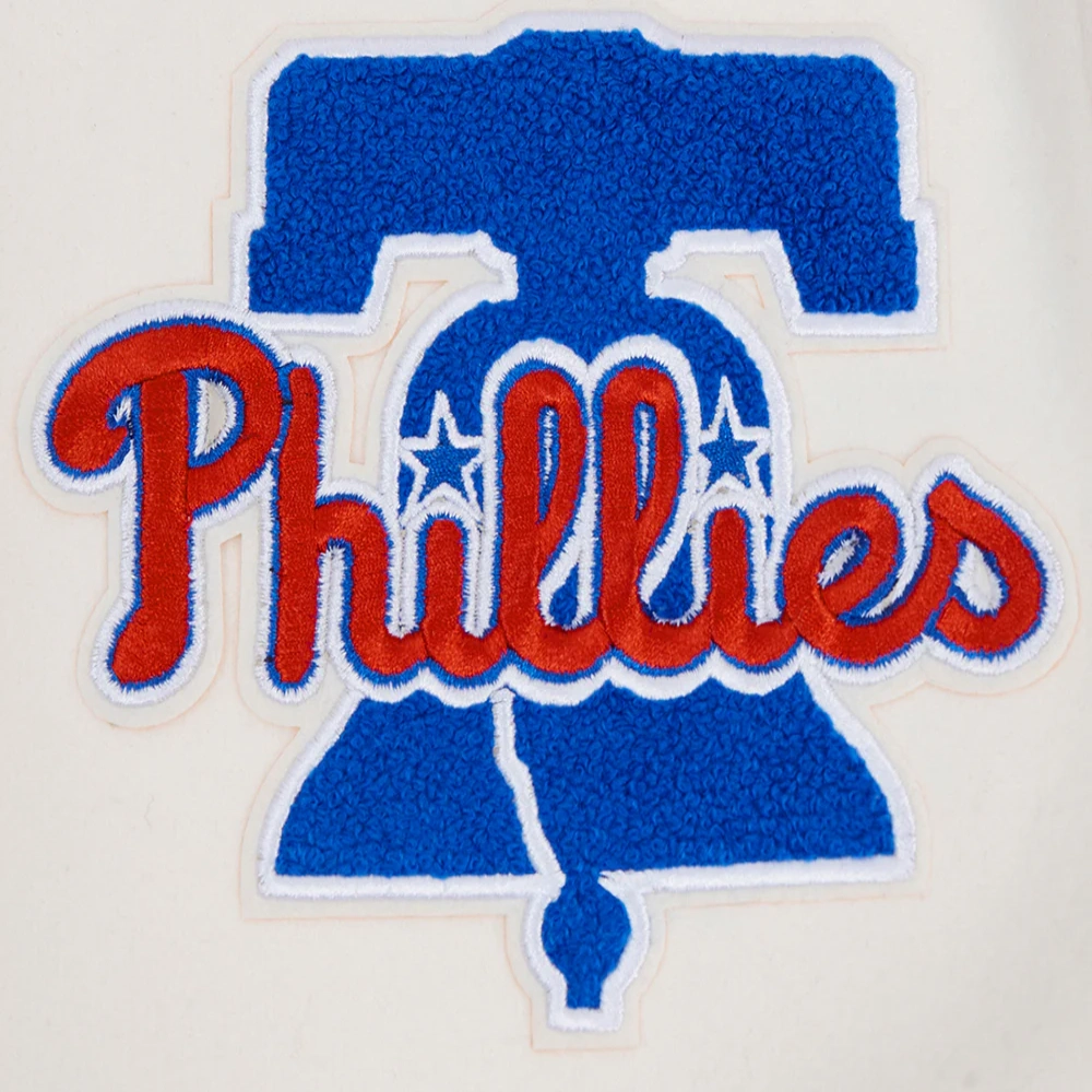 Philadelphia phillies script tail wool leather varsity jacket whitered 5