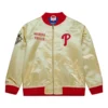 Philadelphia phillies team og 20 full zip satin varsity jacket gold 1