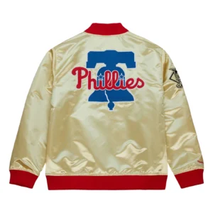 Philadelphia phillies team og 20 full zip satin varsity jacket gold 2