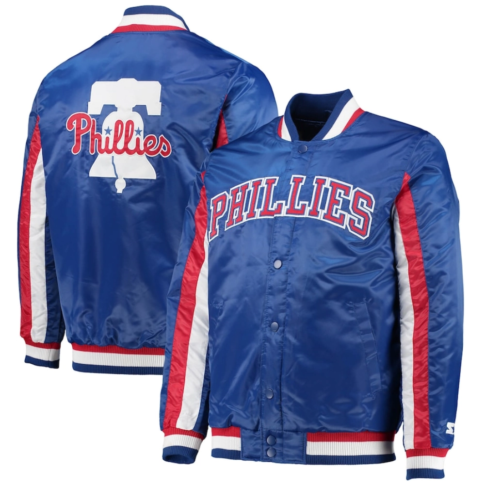 Philadelphia phillies the ace satin varsity jacket blue 3