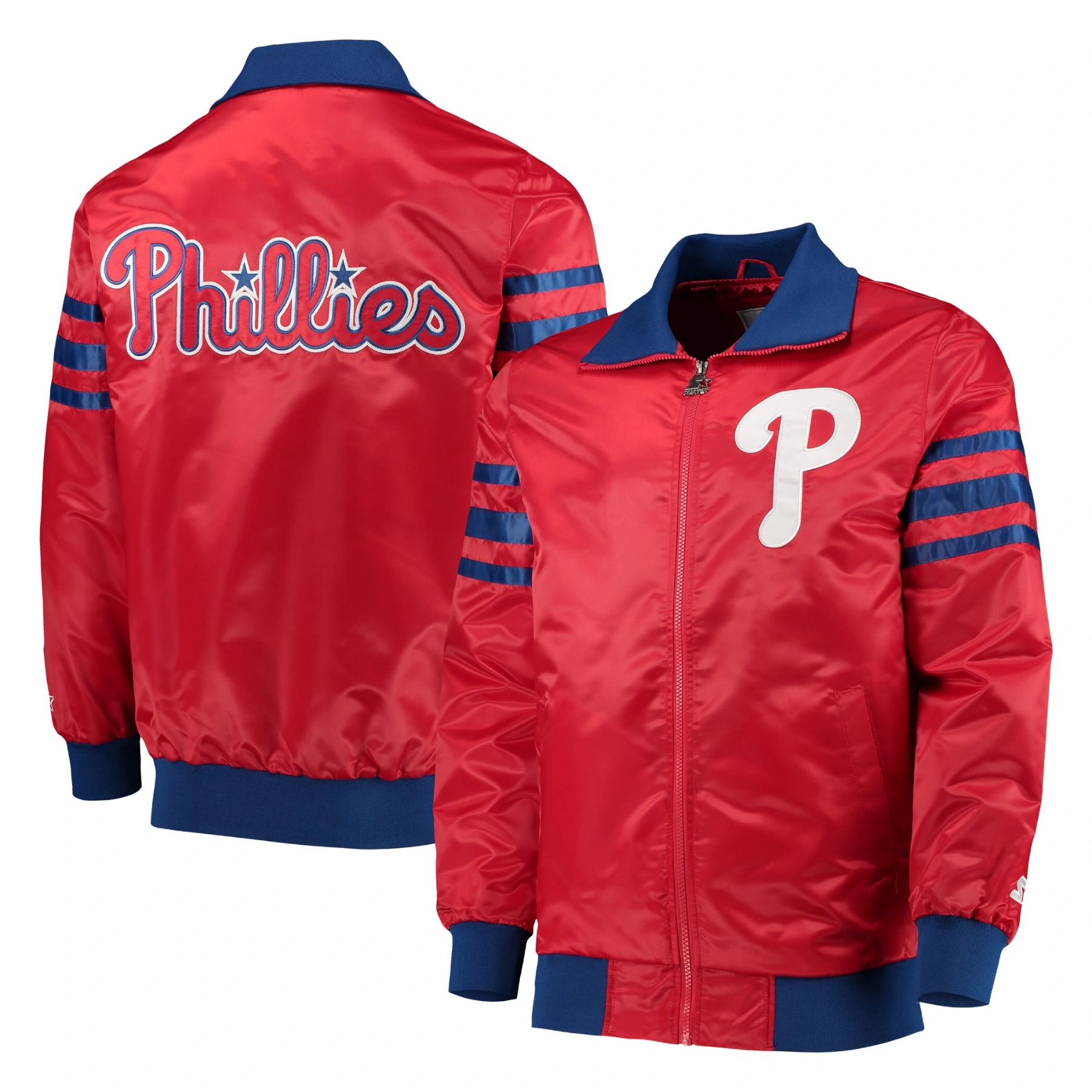 Philadelphia phillies the captain ii satin varsity jacket red 4