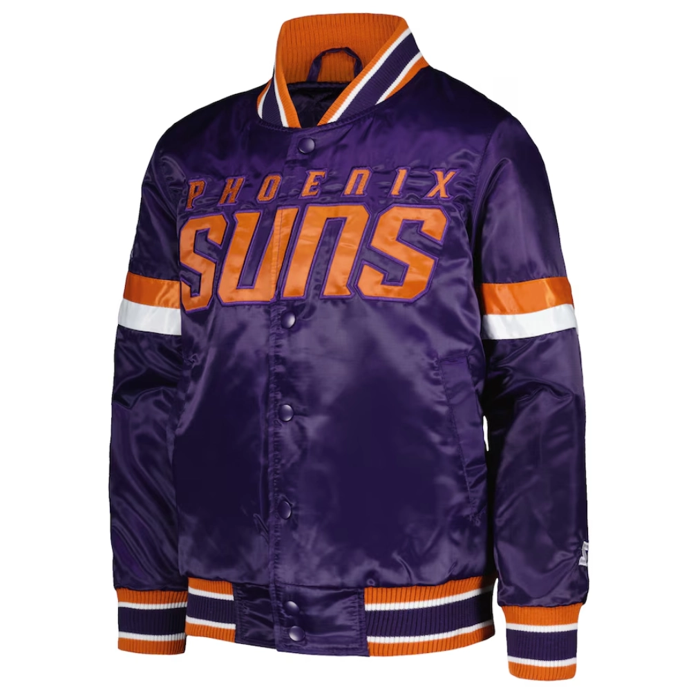 Phoenix suns home game satin varsity jacket purple 1