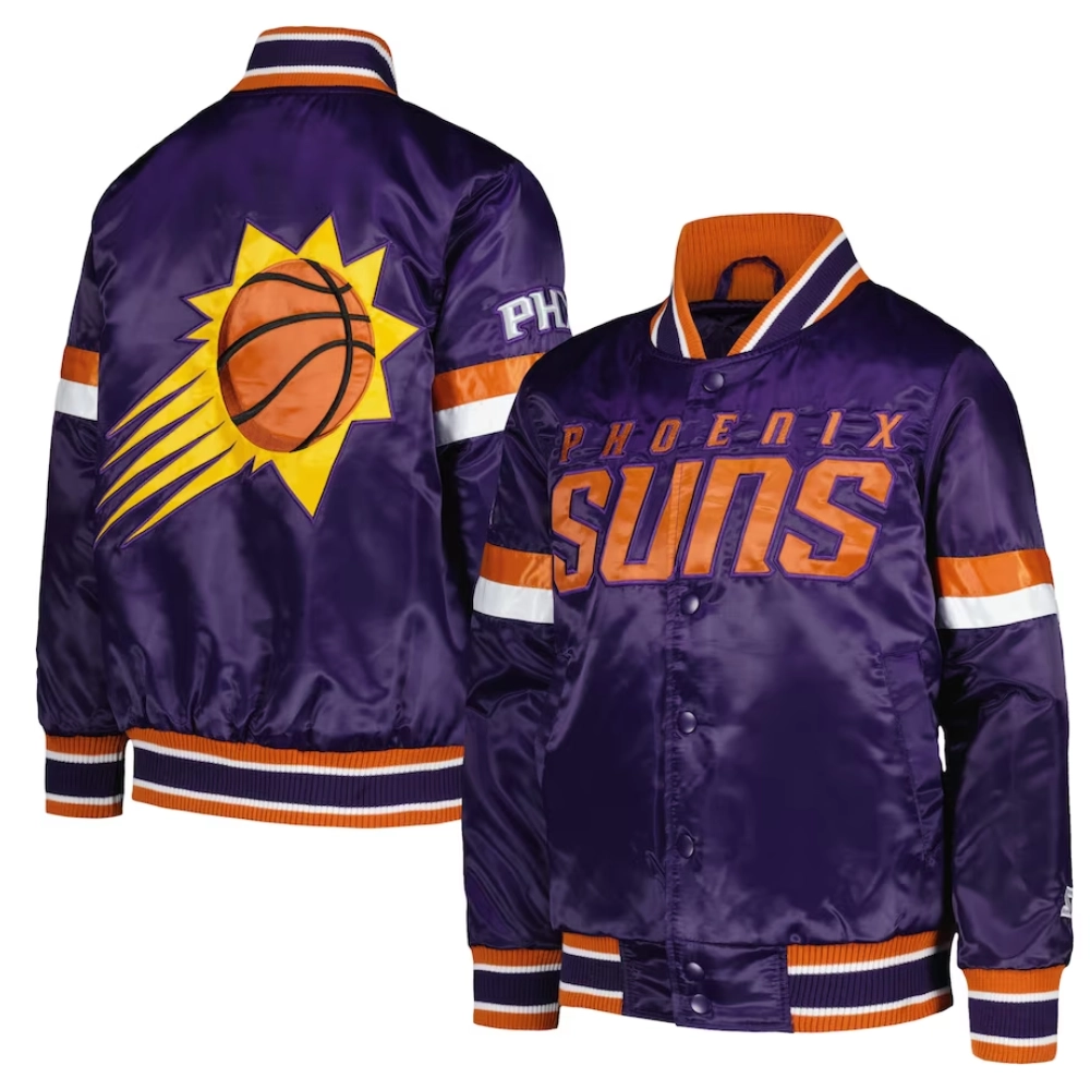 Phoenix suns home game satin varsity jacket purple 2