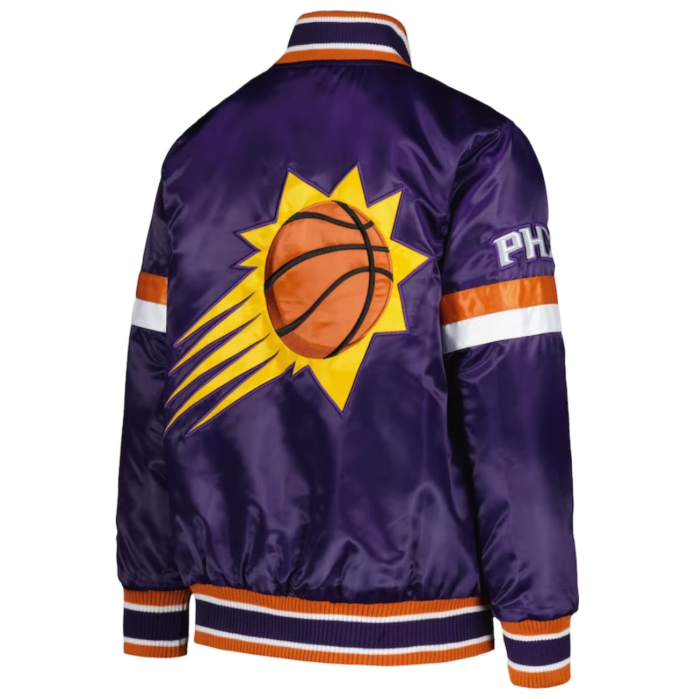Phoenix suns home game satin varsity jacket purple