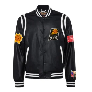 Phoenix suns leather varsity jacket black 1
