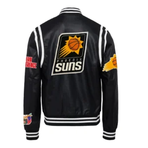 Phoenix suns leather varsity jacket black 2