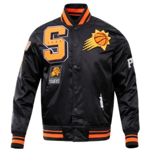 Phoenix suns mashup full snap satin varsity jacket black 7