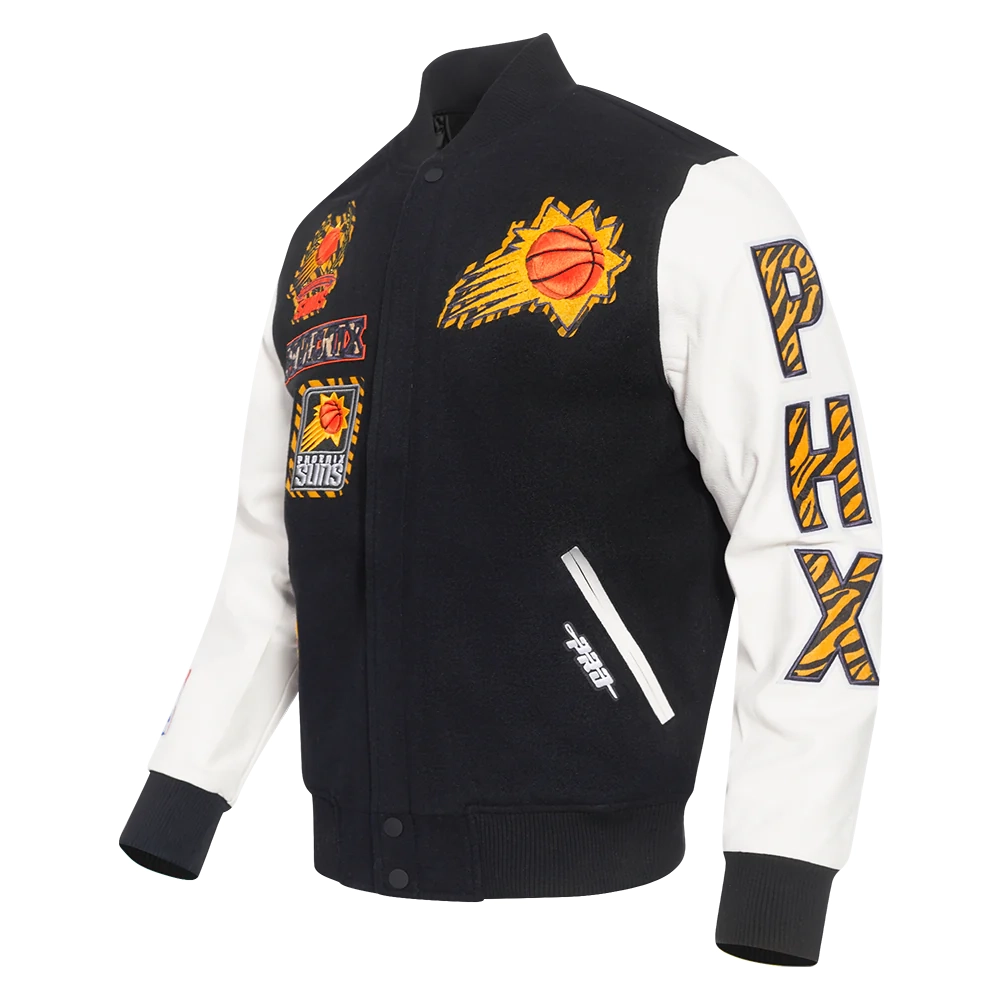 Phoenix suns pro standard animal print wool and leather varsity jacket 1