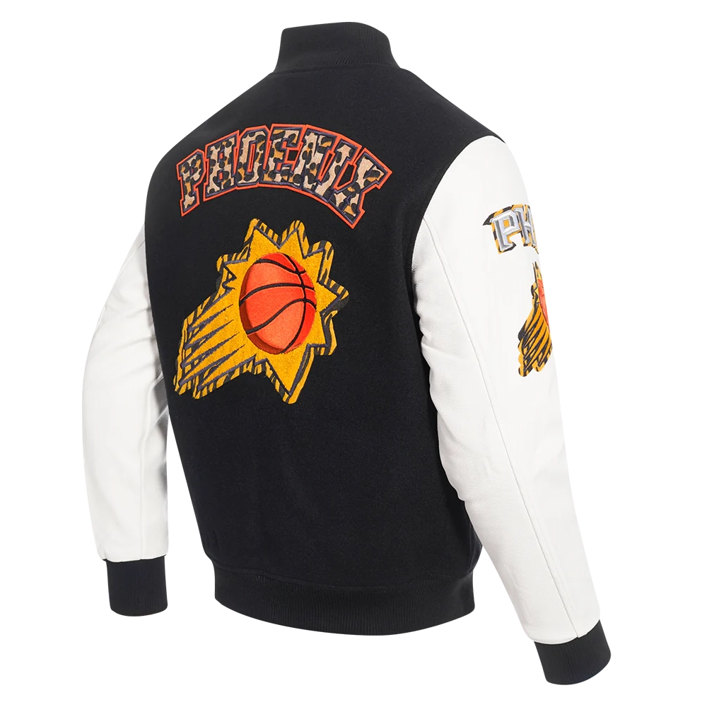 Phoenix suns pro standard animal print wool and leather varsity jacket 3