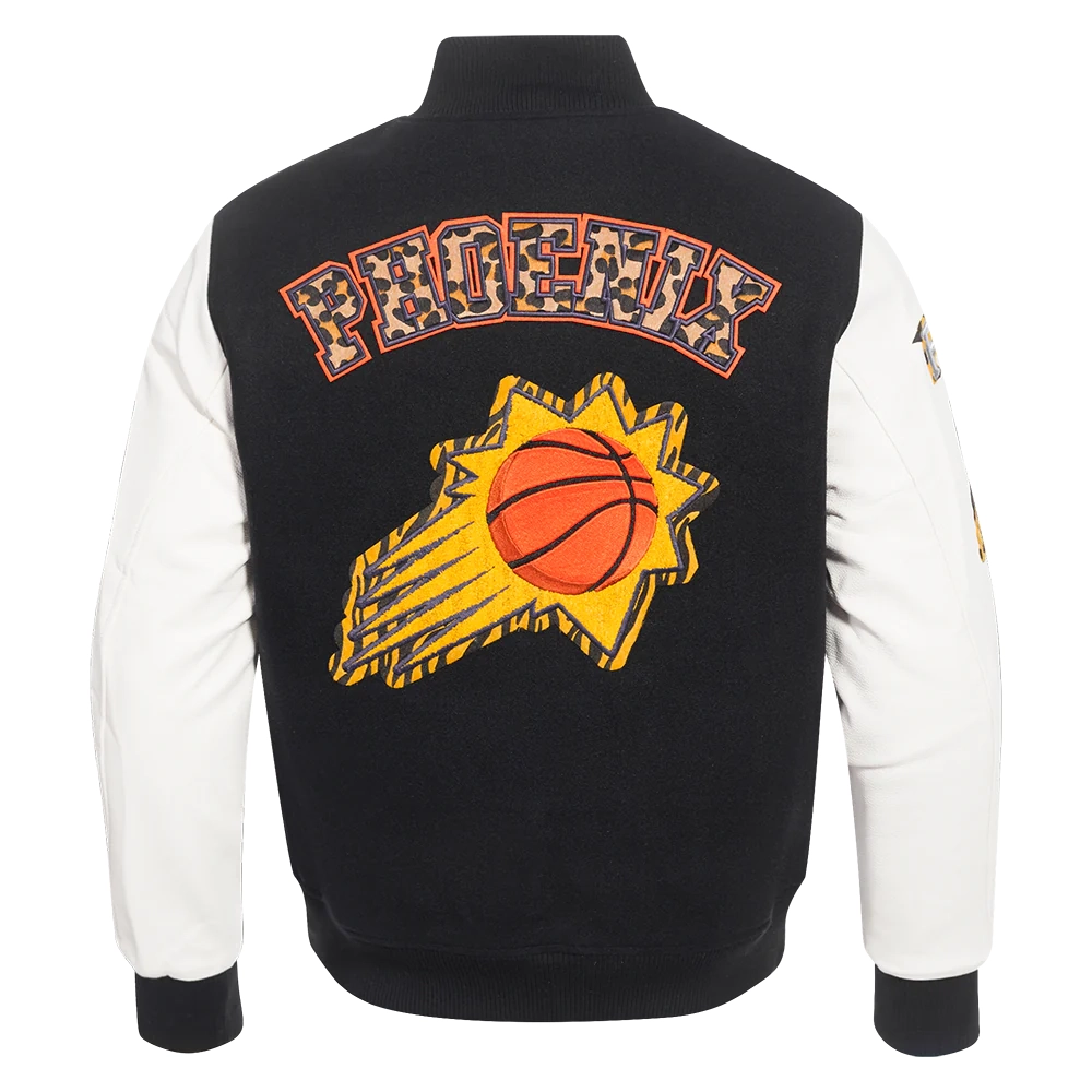 Phoenix suns pro standard animal print wool and leather varsity jacket 4