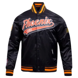 Phoenix suns pro standard script tail black satin varsity jacket 2