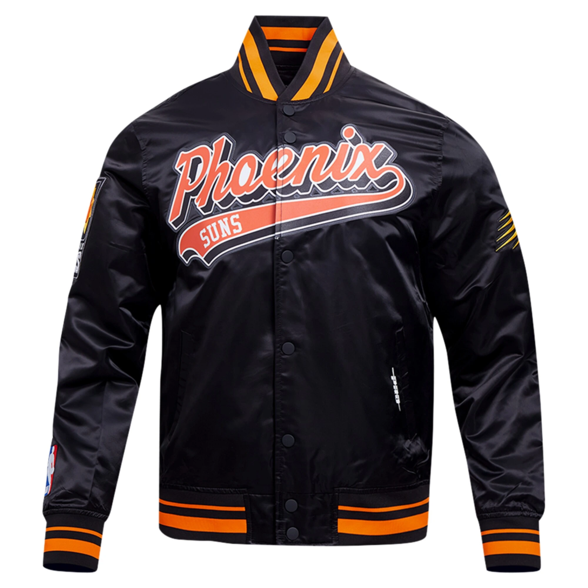 Phoenix suns pro standard script tail black satin varsity jacket 2