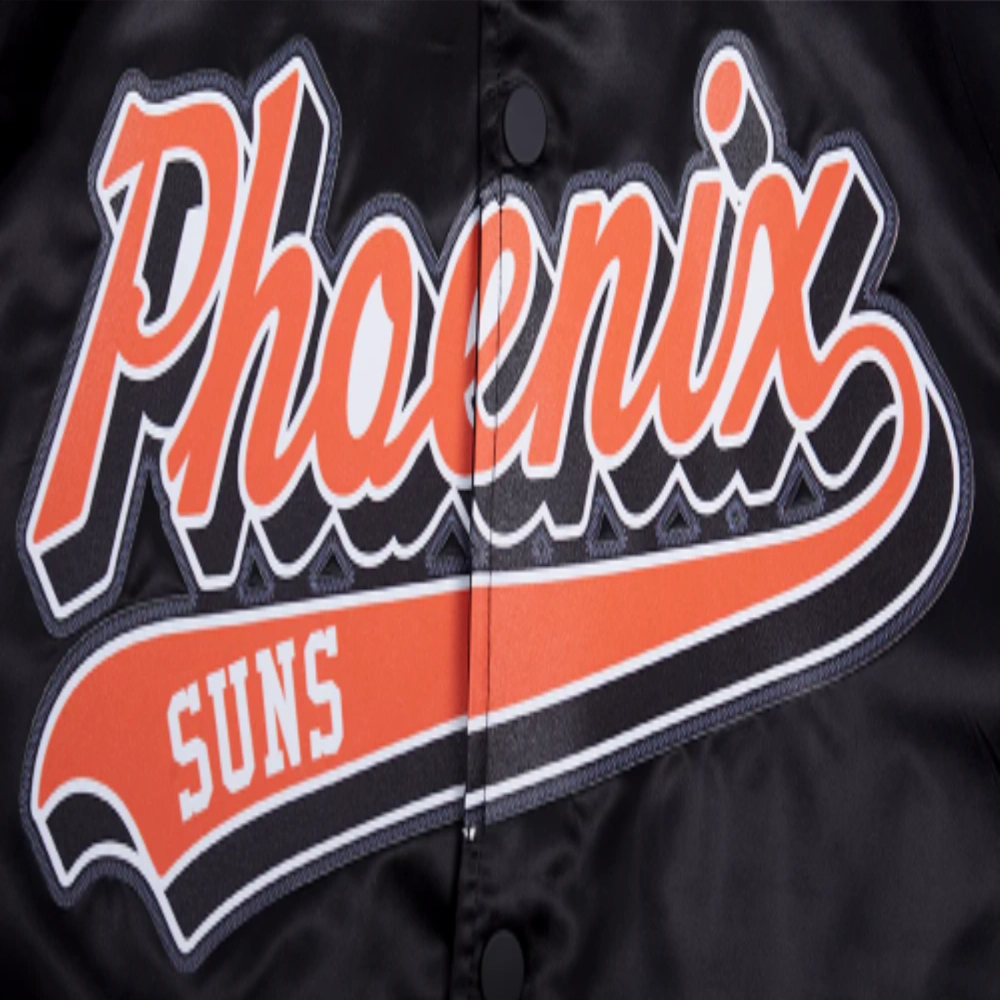 Phoenix suns pro standard script tail black satin varsity jacket 5