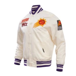 Phoenix suns retro classic full snap satin varsity jacket cream 2