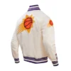 Phoenix suns retro classic full snap satin varsity jacket cream 3