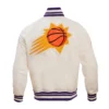 Phoenix suns retro classic full snap satin varsity jacket cream 4