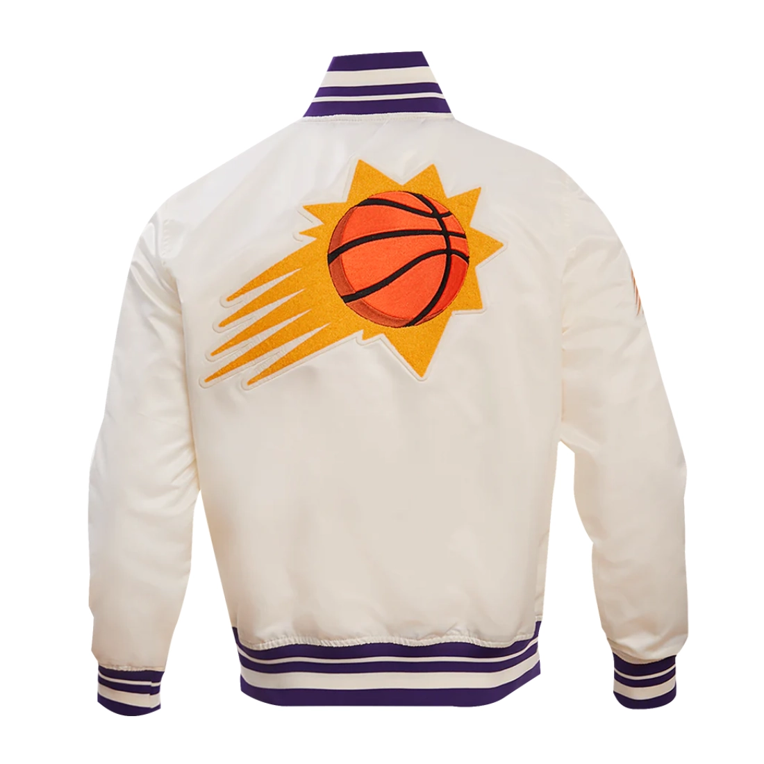 Phoenix suns retro classic full snap satin varsity jacket cream 4