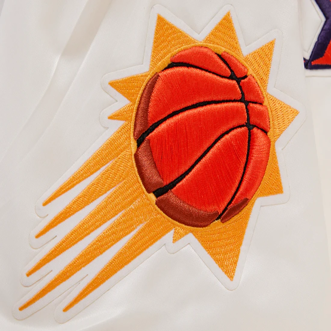 Phoenix suns retro classic full snap satin varsity jacket cream 7