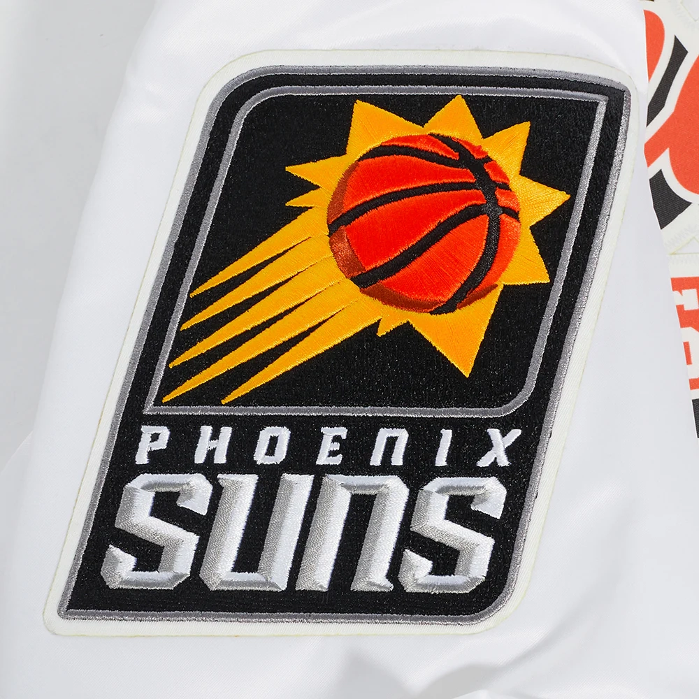 Phoenix suns script tail full snap satin varsity jacket white 1