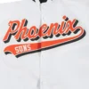 Phoenix suns script tail full snap satin varsity jacket white 2
