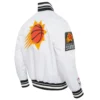 Phoenix suns script tail full snap satin varsity jacket white 3