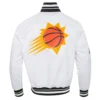 Phoenix suns script tail full snap satin varsity jacket white 4