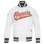 Phoenix Suns Script Tail White Satin Jacket