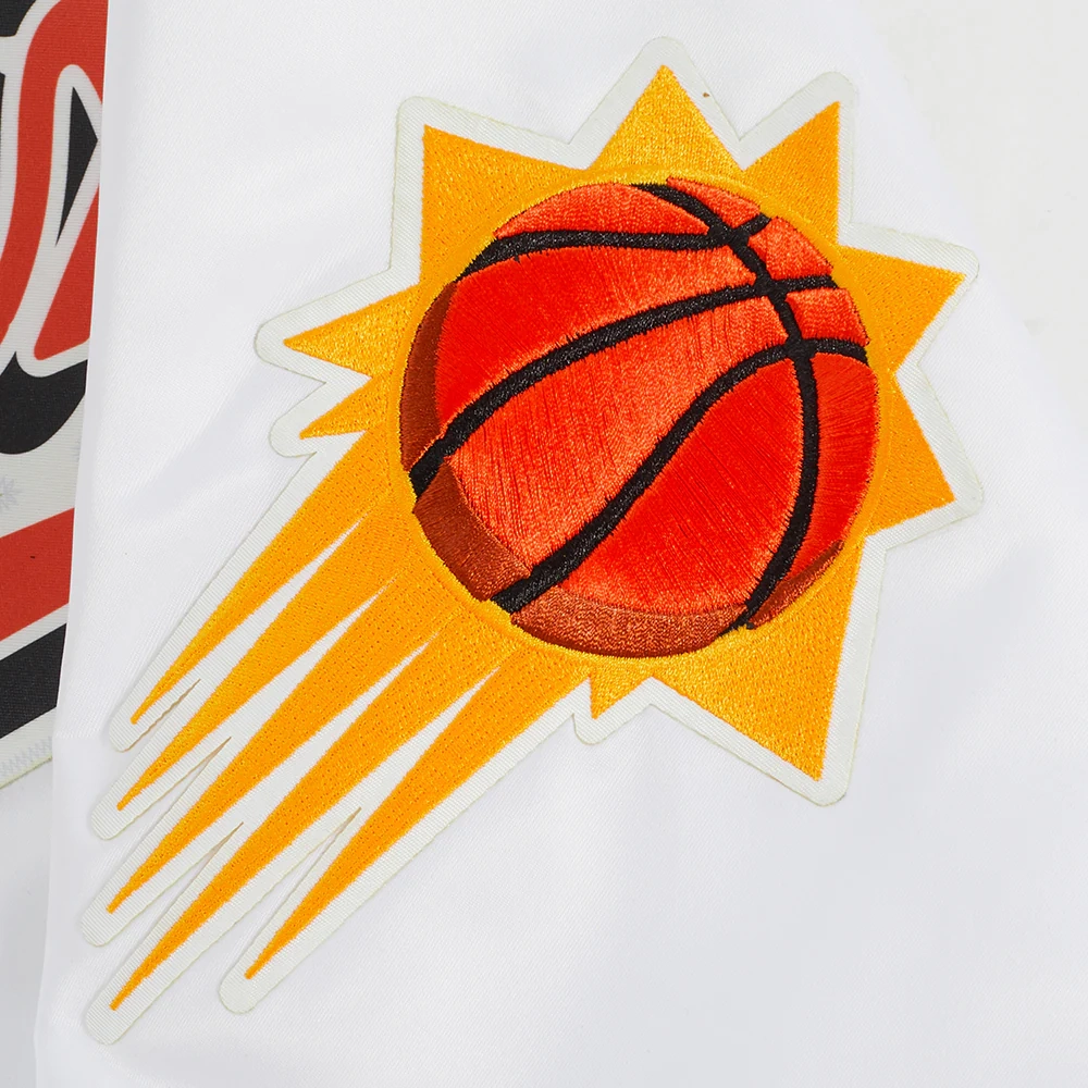 Phoenix suns script tail full snap satin varsity jacket white