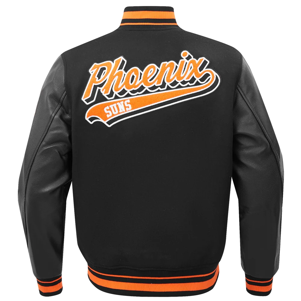 Phoenix suns script tail wool leather varsity jacket black 2