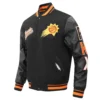 Phoenix suns script tail wool leather varsity jacket black 4