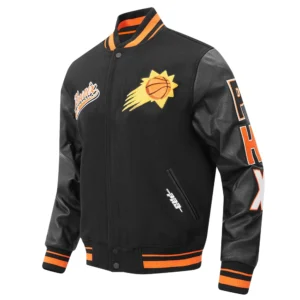 Phoenix suns script tail wool leather varsity jacket black 4