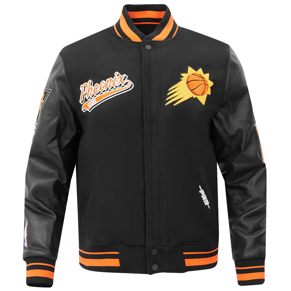 Phoenix suns script tail wool leather varsity jacket black 5