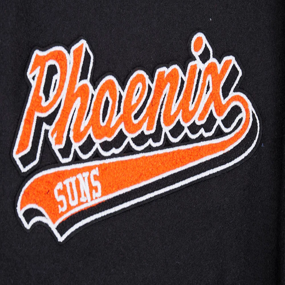 Phoenix suns script tail wool leather varsity jacket black white 1