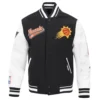 Phoenix suns script tail wool leather varsity jacket black white 6