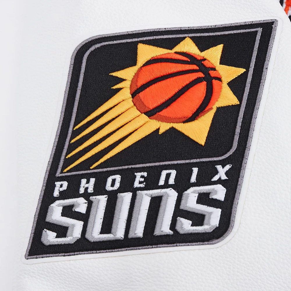 Phoenix suns script tail wool leather varsity jacket black white