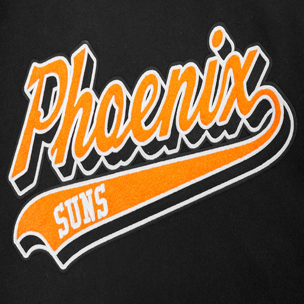 Phoenix suns script tail wool leather varsity jacket black