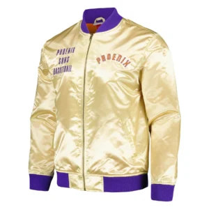 Phoenix suns team og 20 vintage logo satin varsity jacket gold 1