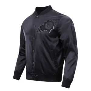 Phoenix suns triple black satin varsity jacket 1
