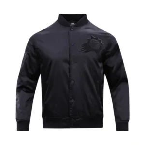Phoenix suns triple black satin varsity jacket